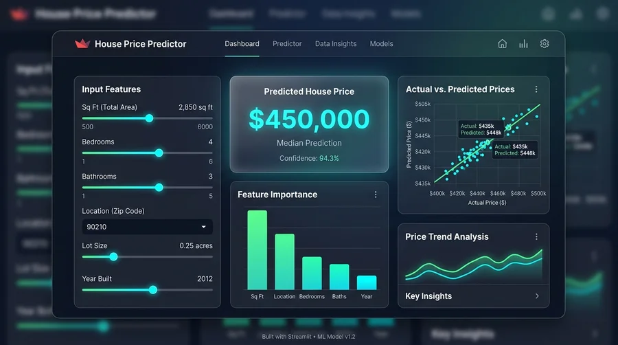 House Price Prediction ML dashboard screenshot
