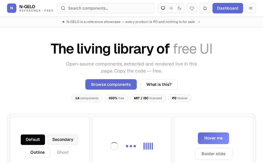 N-Gelo digital marketplace screenshot